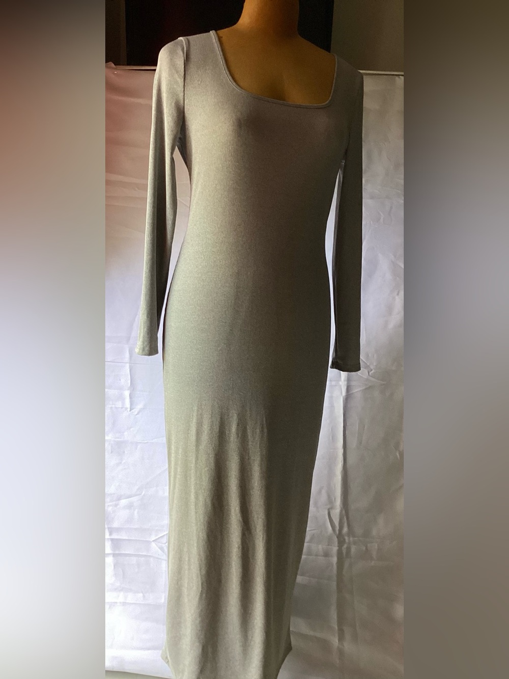 77 Long Sleeve Maxi Dress in Gray